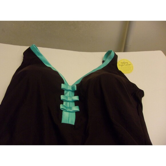 It Figures! One Piece Swimsuit Sz. 22W Chocolate Blue Tummy Thinner New NWT - Picture 5 of 8
